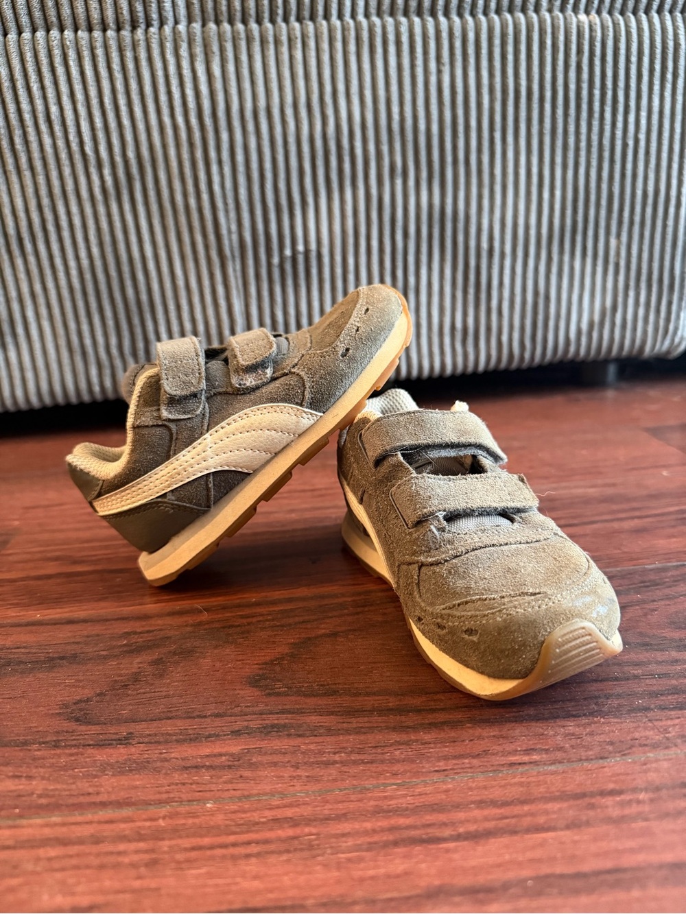 Puma Kids Gray Suede Velcro Sneakers